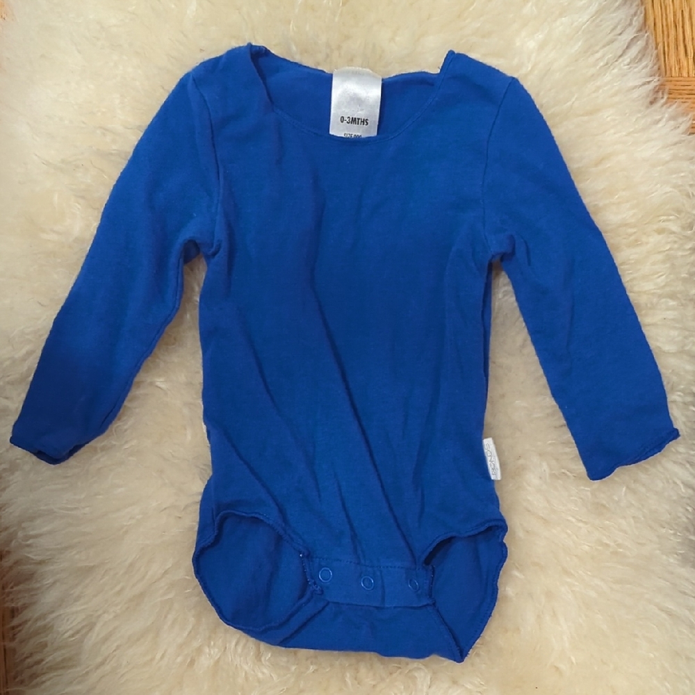 Bonds 0-3M Blue Long Sleeve Baby Onesie